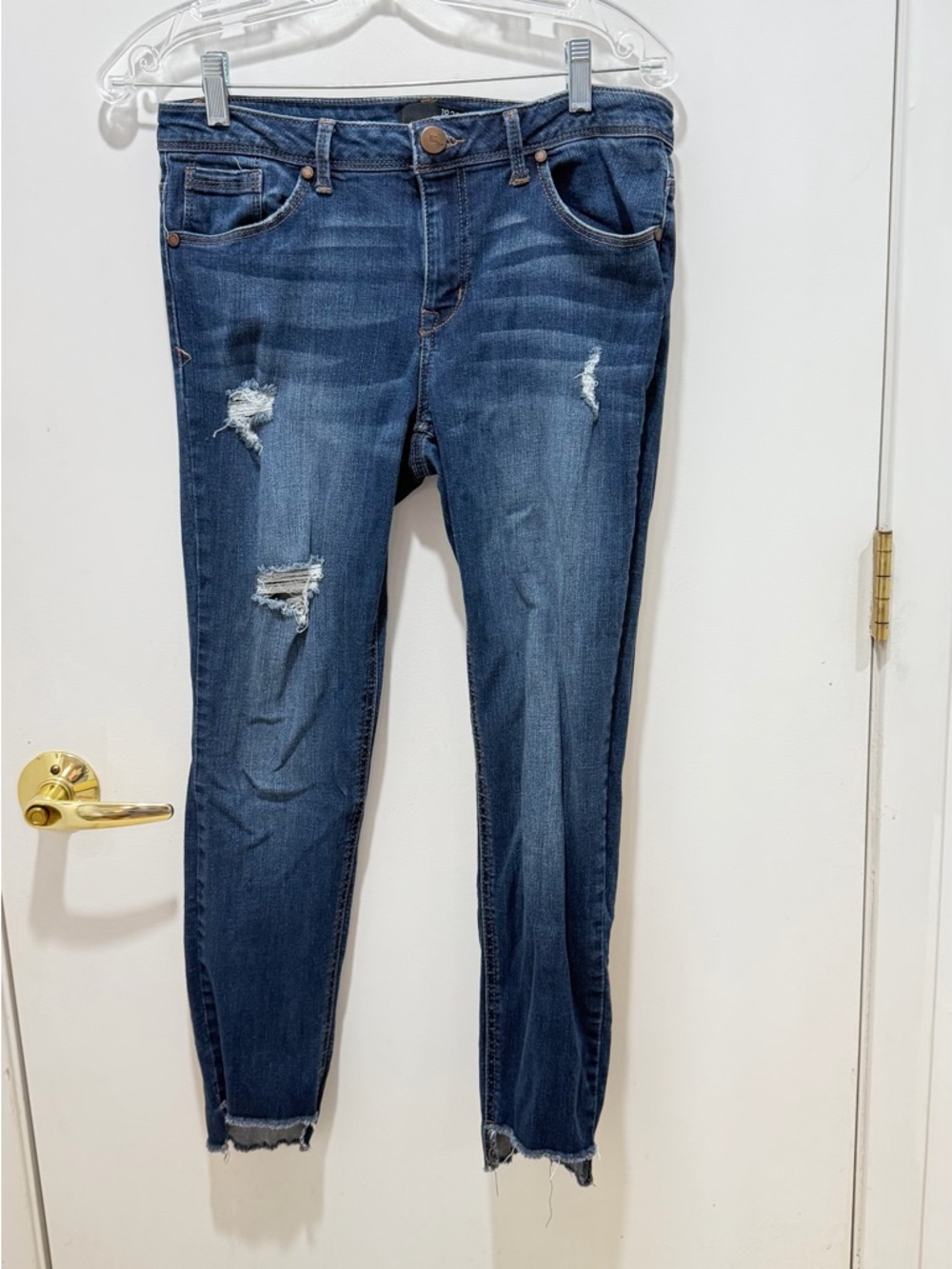 1822 Denim Dark Blue Distressed Skinny Jeans